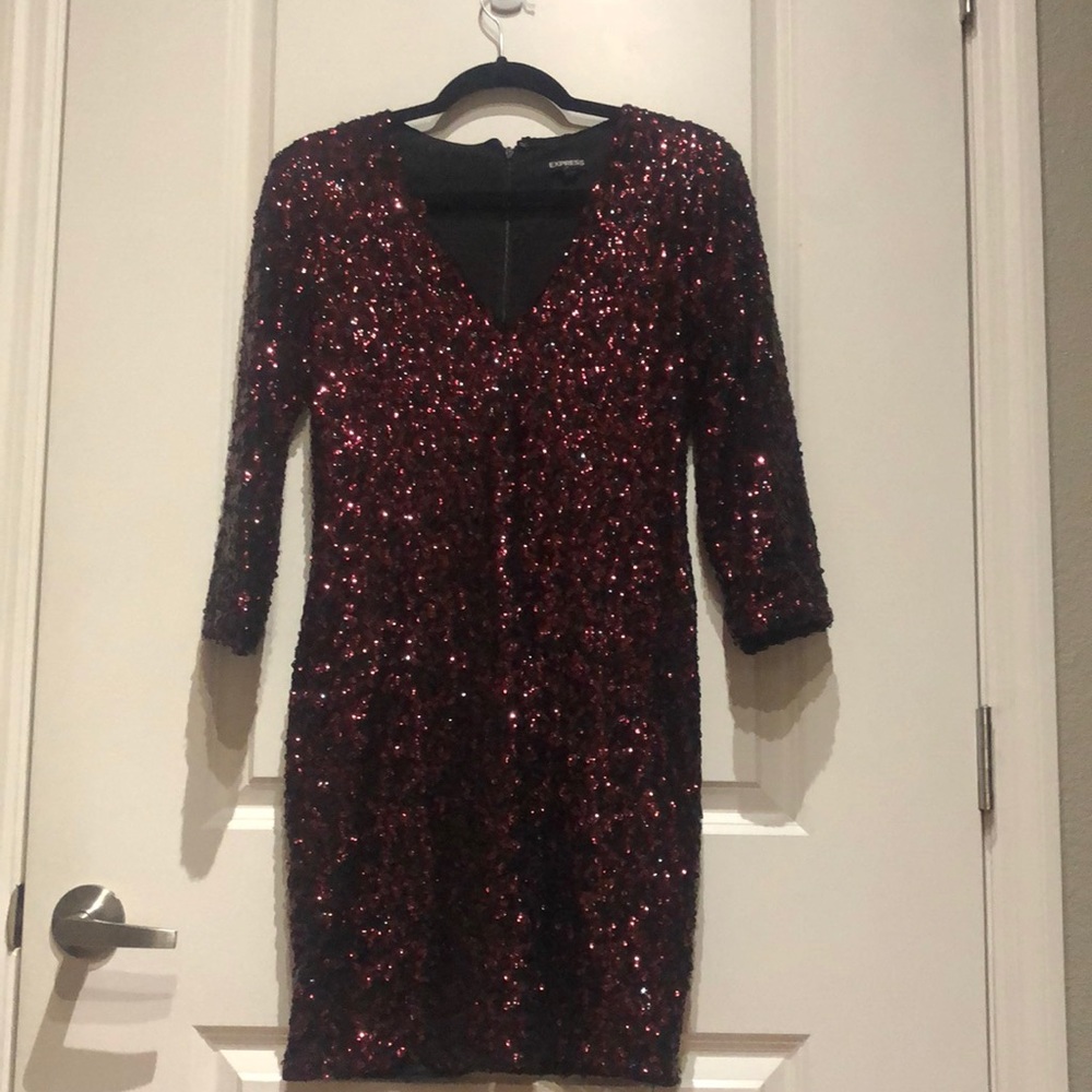 Express black and red sequin dress
